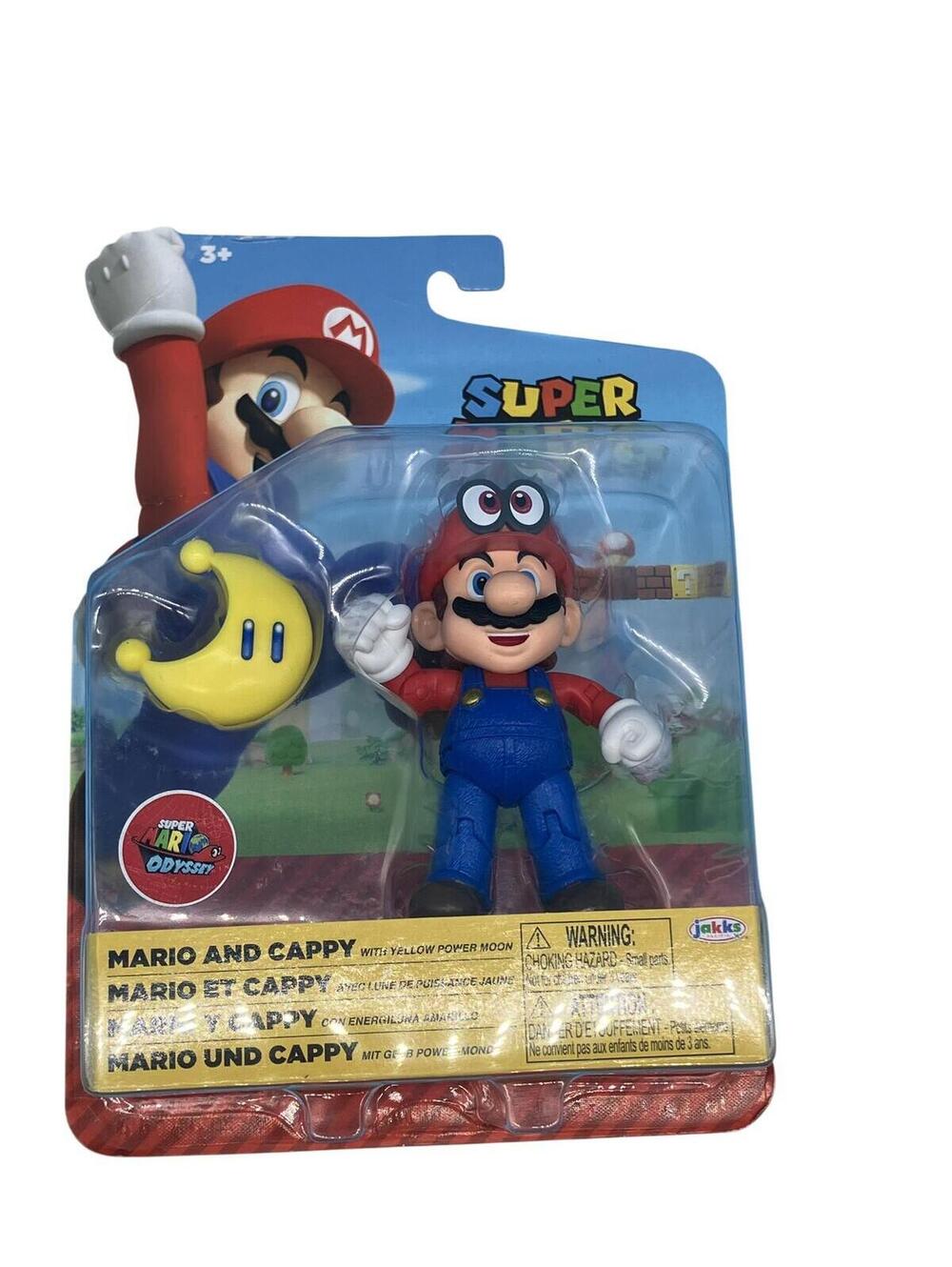 JAKKS Pacific Super Mario Mario & Cappy Action Figure Toy Yellow Power Moon